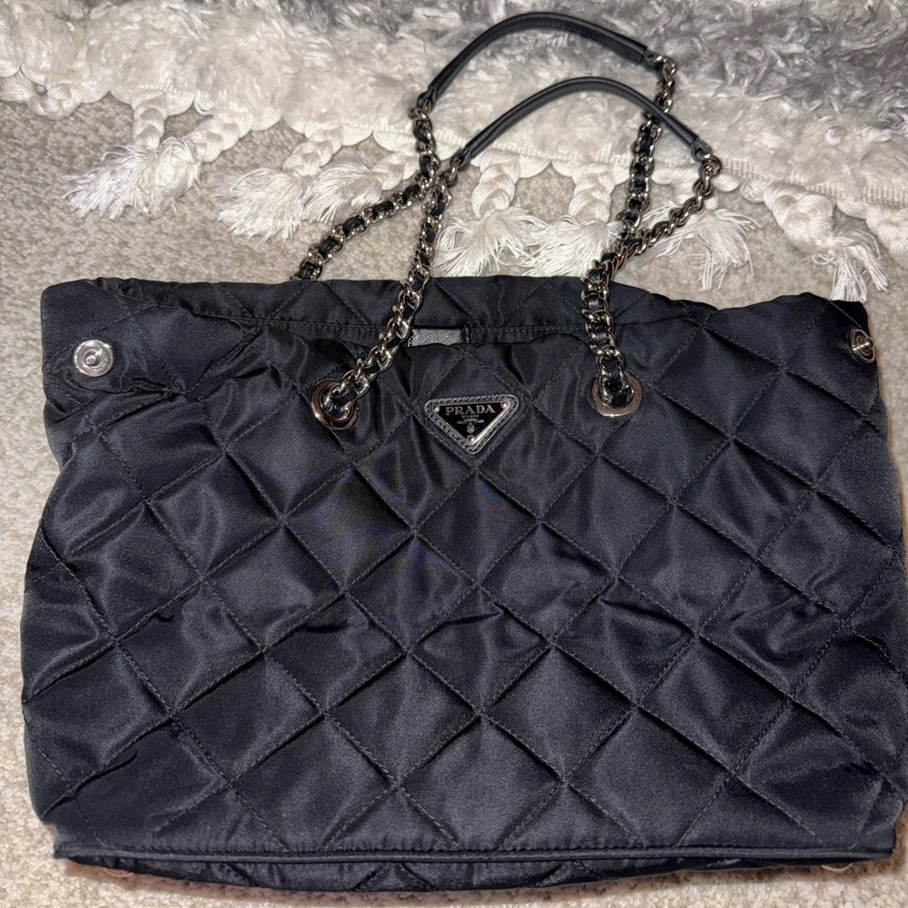 Prada Black Quilted Tote Bag